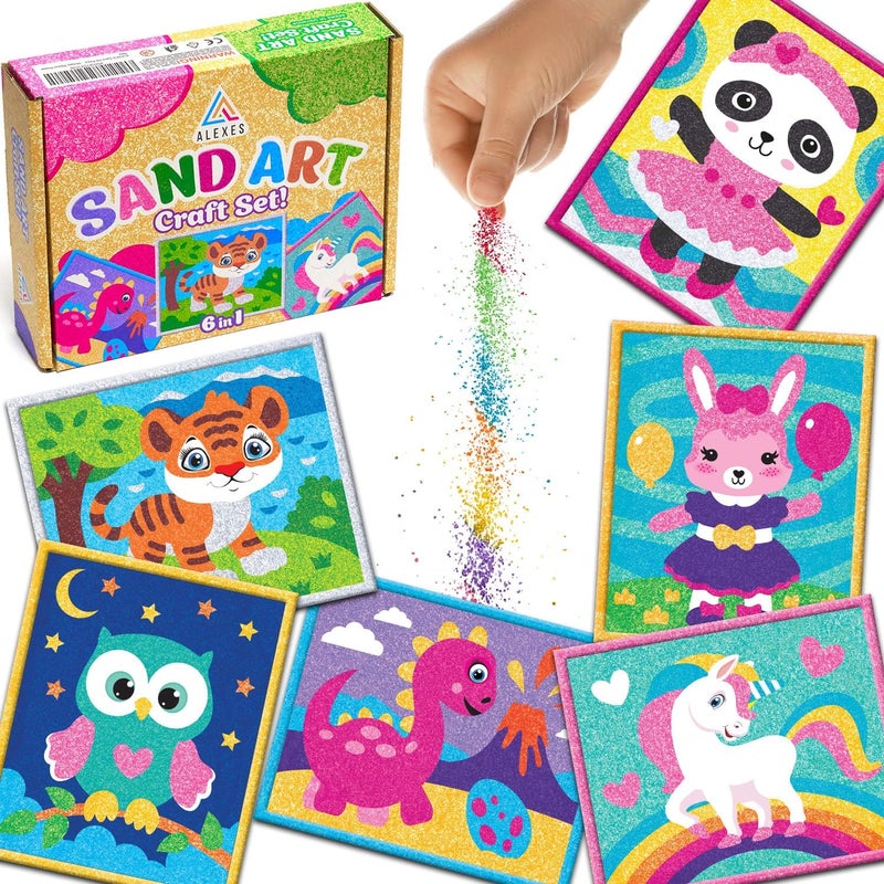 ALEXES Sand Art Kits for Kids – Sand Coloring Kit - Peel and Stick Sand Art Pictures – Christmas Gift Sandart for Kids – Sand Tastic Art - Colored Sand Painting - Image 1